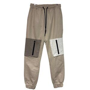 American Stitch Men's Jogger Pants Tan Pull On Zip Pockets Size Large NWT